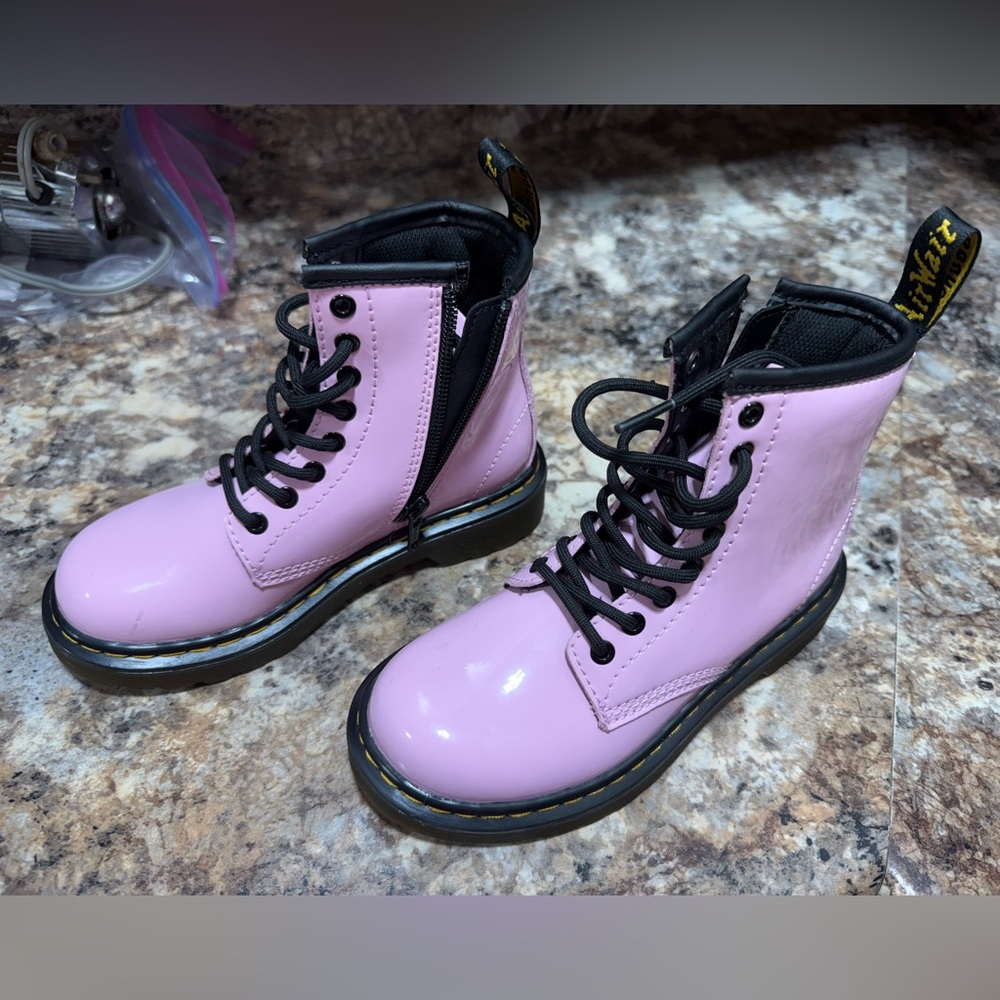 Dr. Martens powder pink paten leather girls size 12. Never worn
